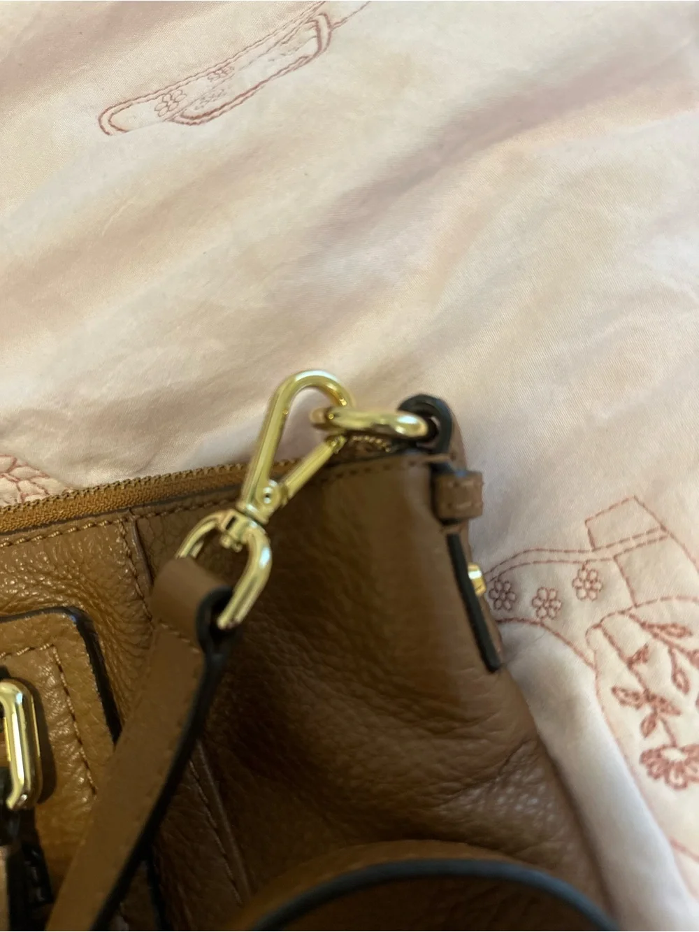 Michael Kors Brown Leather Satchel with Gold Hardware